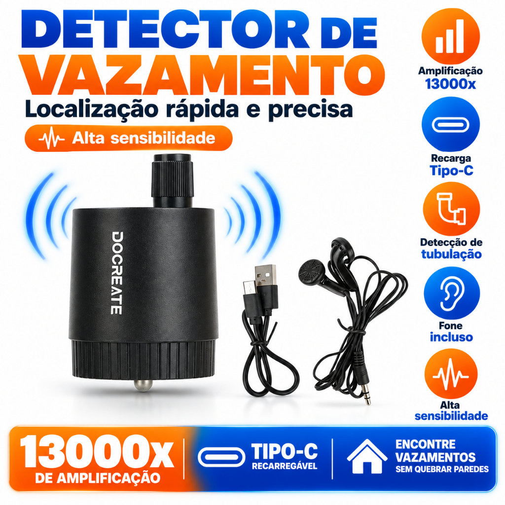 Ferramenta De Detecção De Vazamento De Água NIDOSE Carga Tipo C 13000x Detector De Tubulação De Amplificação De Som