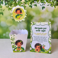 Kit Centro de Mesa Tiana Baby + Plaquinha de Agradecimento Festa Infantil Aniversário Envio Rápido