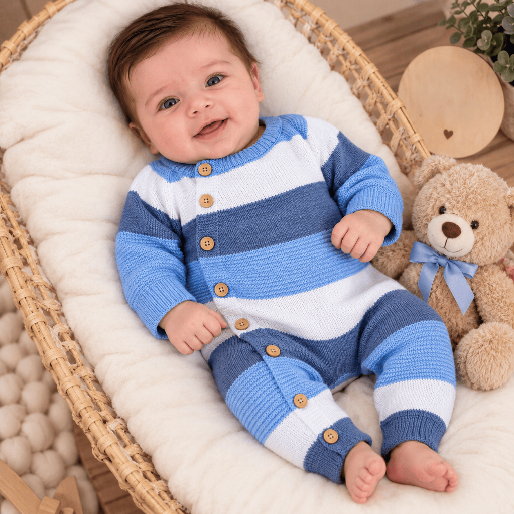 Macacão bebê Tricô Olie Azul