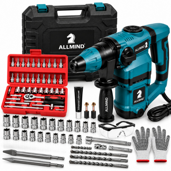 Martelete Rotativo Rompedor Demolidor 1600W SDS Plus Profissional Maleta E Acessorios