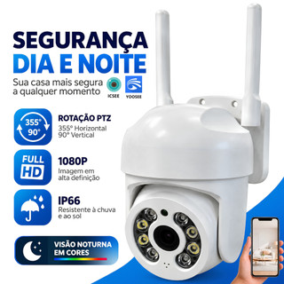 Câmera IP PTZ Externa Wi-Fi 1080P Full HD Visão Noturna Colorida 2.4GHz iCSee ou Yoosee