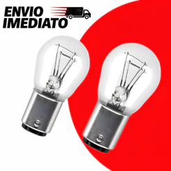 Par Lâmpada Lanterna Traseira Carro Moto 12V P21/5W Duplo Polo Cristal