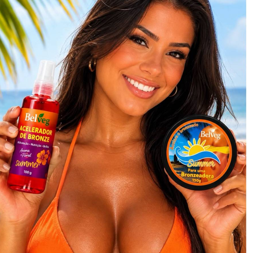 Kit Brozeador 120ml + Parafina Aceleradora Summer Bronze Bel Veg 150g