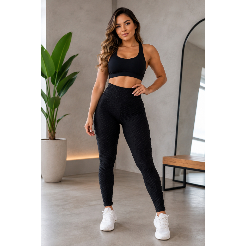 Calça Legging Feminina Leg Fitness 3D Academia disfarça celulite Cintura Alta