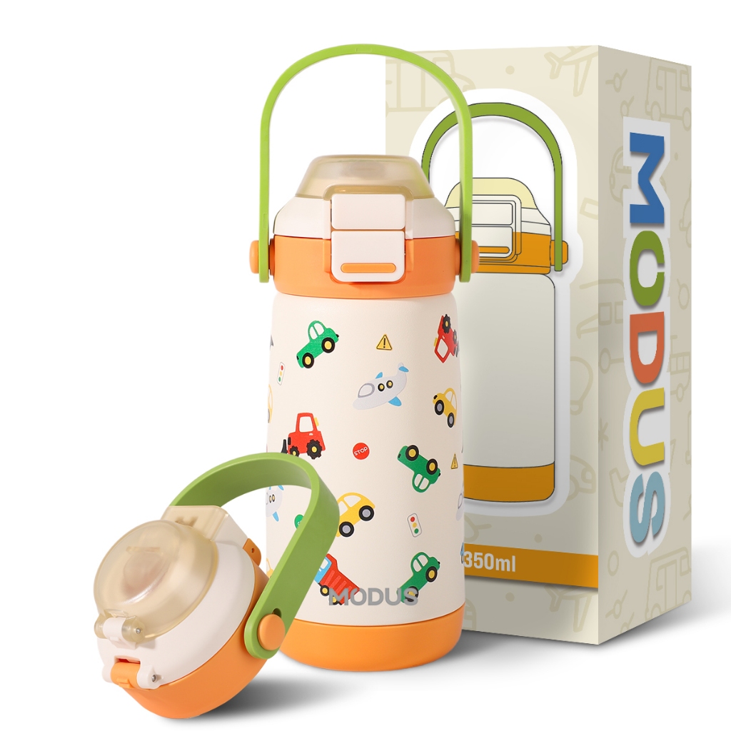 MODUS Garrafa Térmica Infantil 350ml de Aço Inoxidável com Parede Dupla e Canudo