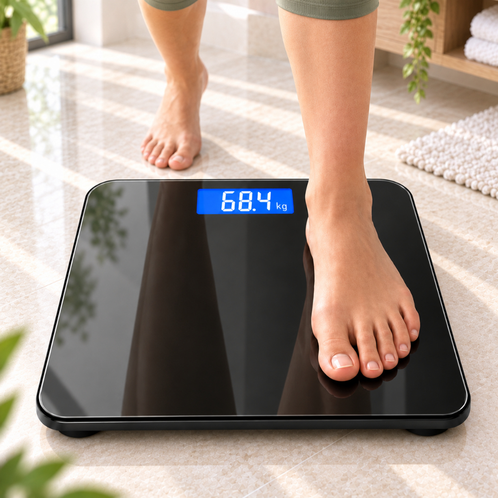 Balança Corporal Digital Vidro Temperado Preto Premium Até 180kg Display LCD