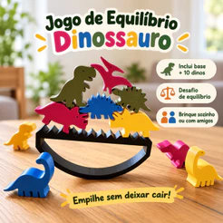 Kit 10 20 Jogo de Equilíbrio dos Dinossauros Pequeno Grande Dinos Amigos Colorido