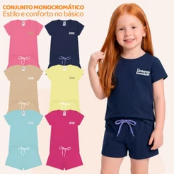Kit Sortido 4 ou 6 Peças de Roupas Infantil Menina Conjunto Verão Monocromático Conjunto Infantil Feminino Básico Liso