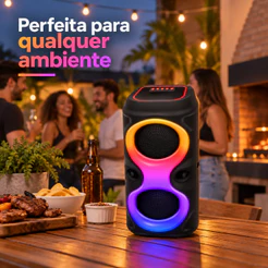 Caixa De Som Potente RGB Duplo Alto Falante