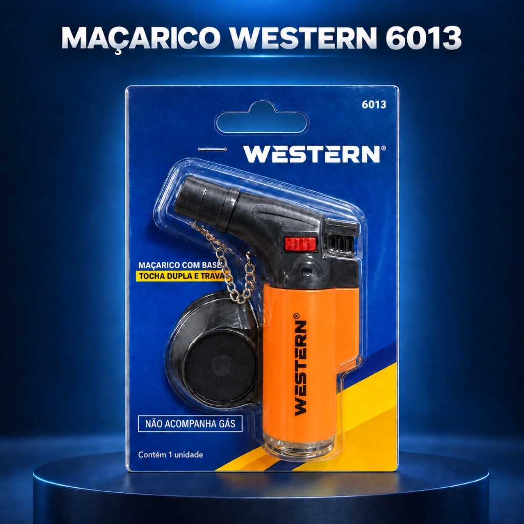 Maçarico Western 6013 Portátil com Base, Bico Duplo e Trava