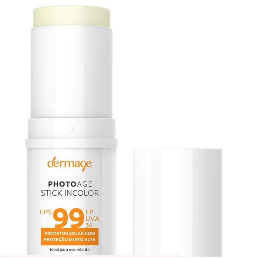 Dermage Photoage Stick Incolor FPS 99 FPUVA 34 - Protetor Solar Bastão Infantil Alta Proteção - Original