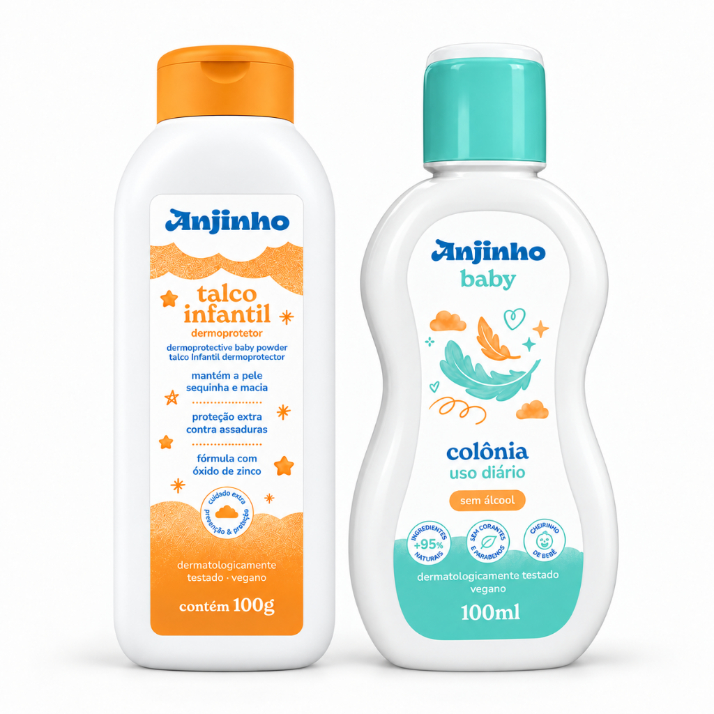 Kit Anjinho Baby Talco Infantil 100g + Colônia Bebê Sem Álcool 100ml