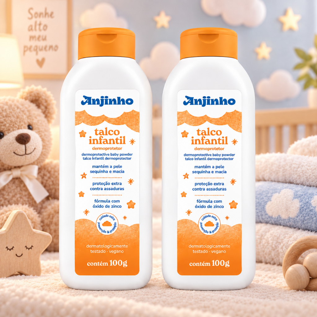 Talcos Infantis Anjinho 100g Dermoprotetor com Óxido de Zinco Prevenção e Proteção — imagem 2 de 2