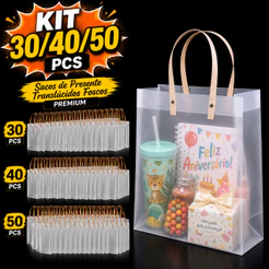30/40/50 Sacolas de Presente em PP Fosco com Alças Reforçadas Reutilizáveis para Festas, Casamentos e Lembrancinhas