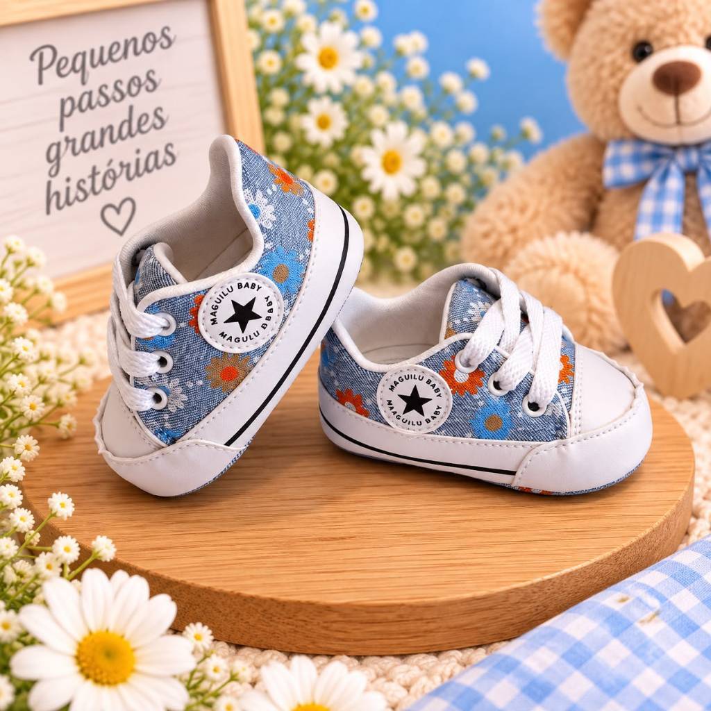 Tênis Infantil Menina Maguilu Starzinho Floral Confortável Cano Baixo 13 ao 18