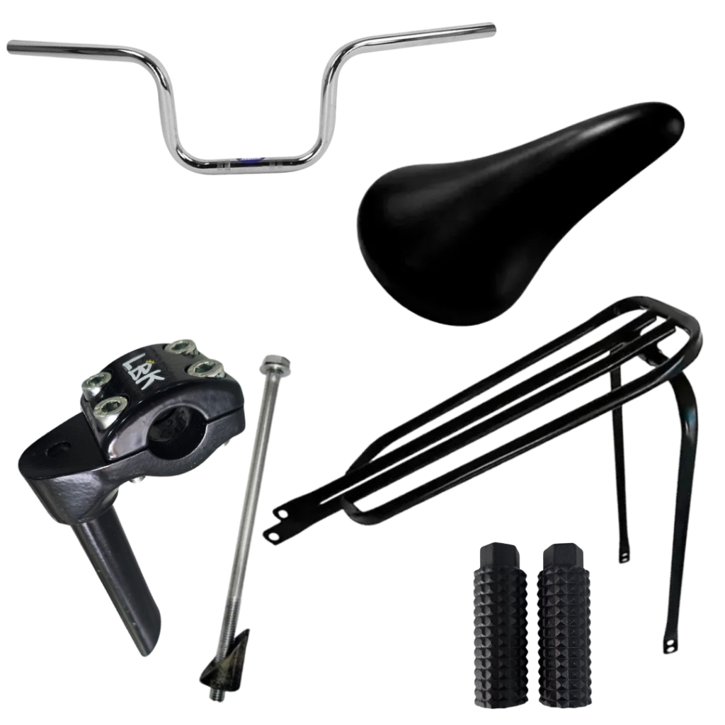 Kit Montadinha Lbk Guidão 160 Mesa Suporte Agulha Expander Banco Cairu Bagageiro reto Garupa aro 20 aro 24 aro 26