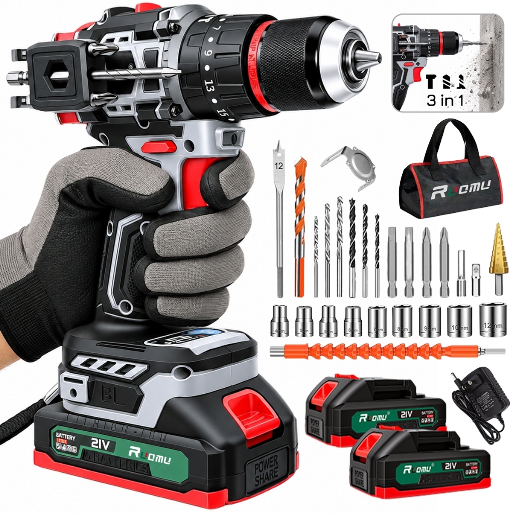 Parafusadeira Furadeira De Impacto Brushless Bivolt 2 Baterias