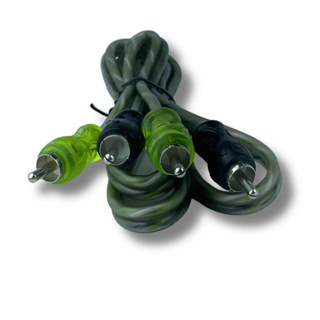 Cabo Rca 1 Metro Technoise 200p Injetado 4mm Verde Som Automotivo