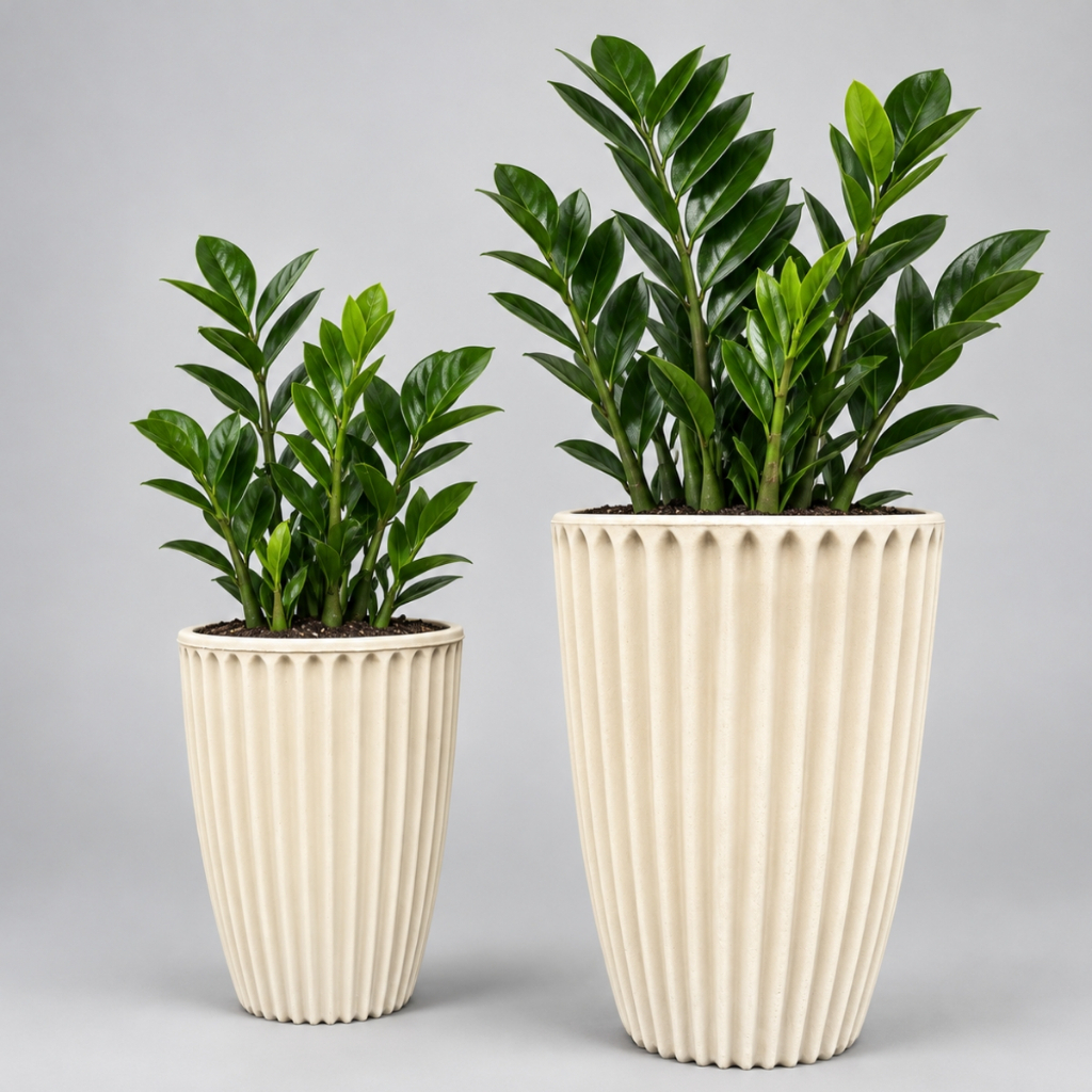 Kit 2 Vasos de Plantas e Flores Decorativos Grande Coluna Romana P e PP