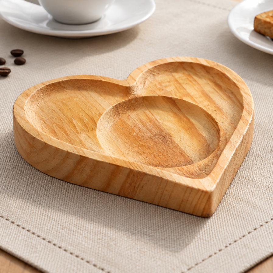 Kit Pires Coração Madeira Pinus 12x10 Cantinho do Café Chá Decoração Porta Xícara Natural