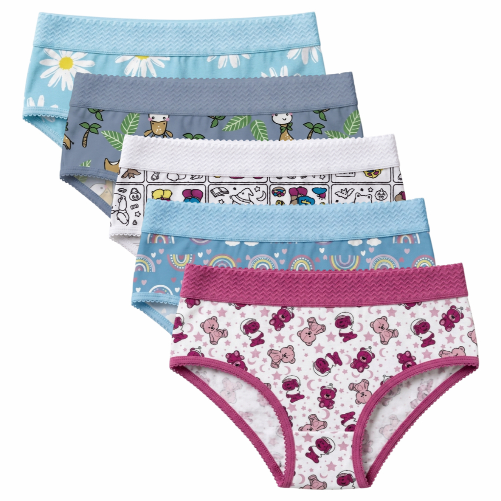 Kit 10 Calcinhas de Algodão Infantil Juvenil Estampadas