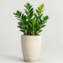 Vaso para Plantas Decorativo em Polietileno Coluna Bojo Escovado C/ Prato Coletor N2