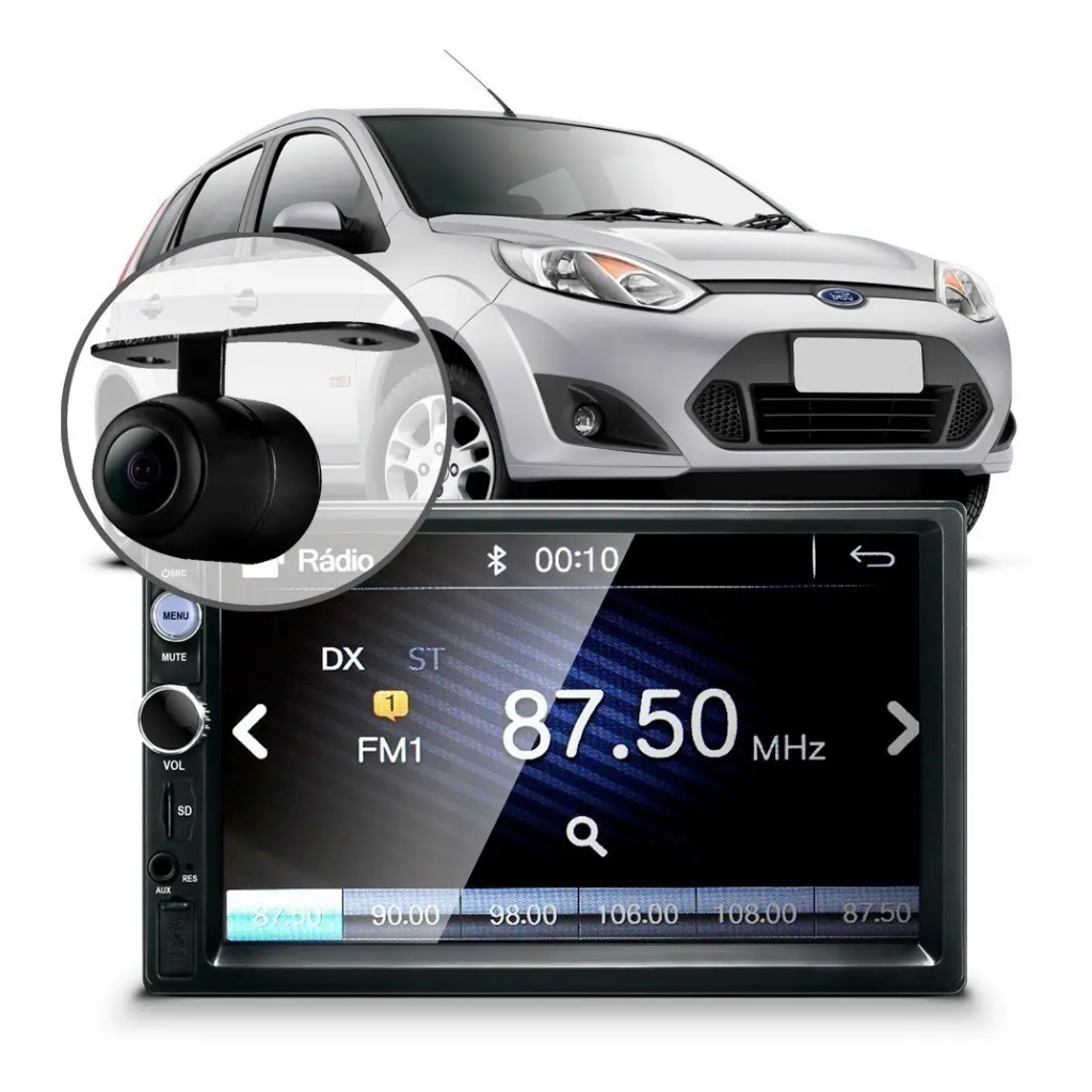 Multimídia Bluetooth Mp5 Universal Ford Fiesta Espelhamento Hacth Sedan Automotivo Carro
