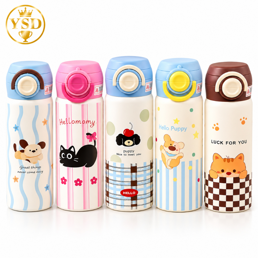 Garrafa de Água Infantil 600ml Garrafinha Portátil com Tampa Infantil Estampa Sortida