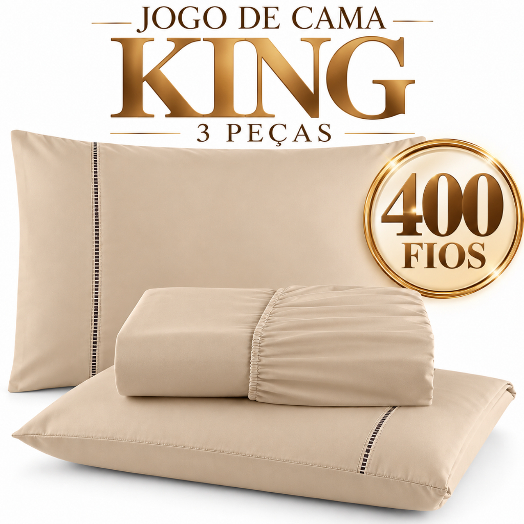 Jogo de Lençol Cama King Micropercal 400 Fios Toque Macio Várias Cores