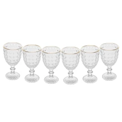Kit com 6 Taças de Água De Vidro Com Fio Dourado Roman 320ml - Wolff