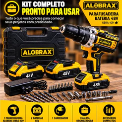 PARAFUSADEIRA A BATERIA 48V COM 2 BATERIAS E MALETA OBRA-109