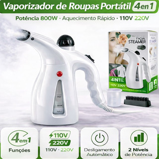 Vaporizador de Roupas Portátil 4 em 1 Vapor Rápido Branco Rosa 110V 220V Compacto Praticidade 800W