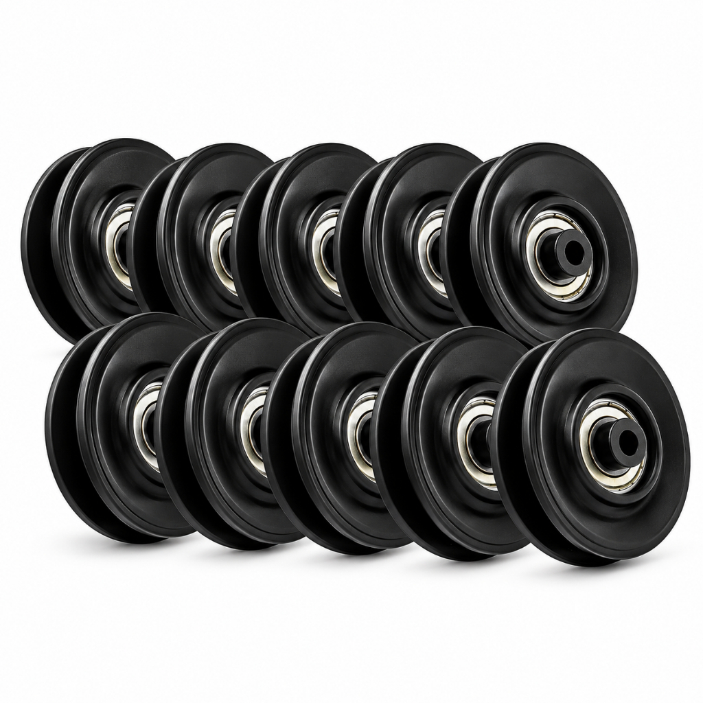Kit 10 Roldanas 90mm com Rolamento e Buchas para Cabo de Aço Academia