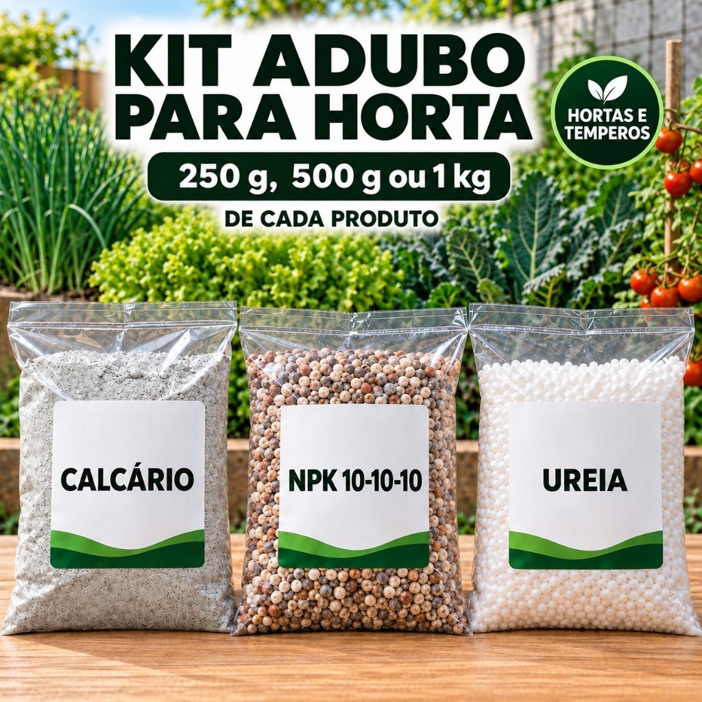 Kit Adubação Para Horta Ureia + NPK 10-10-10 + Calcário