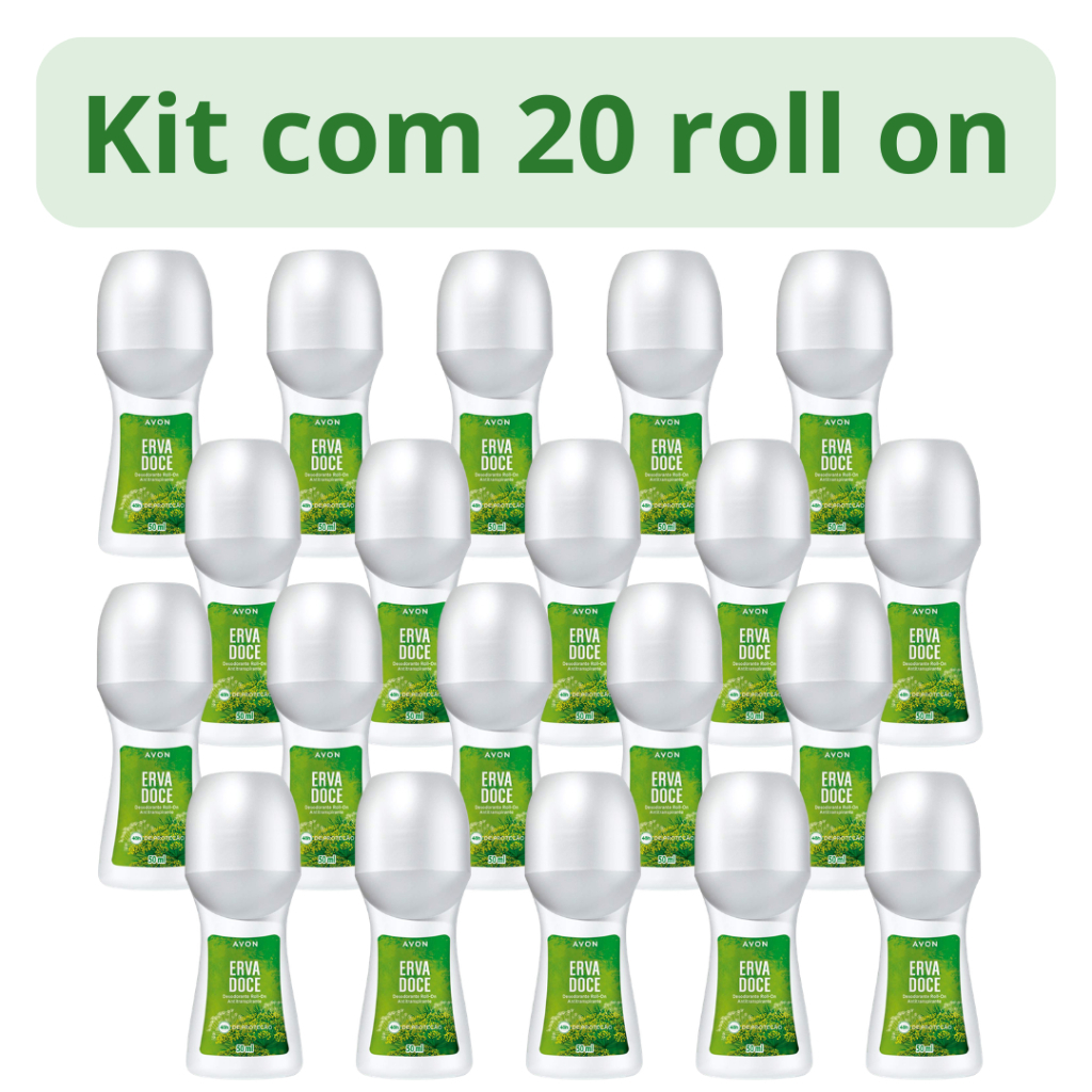Kit com 20 Roll-on Erva doce-Avon.