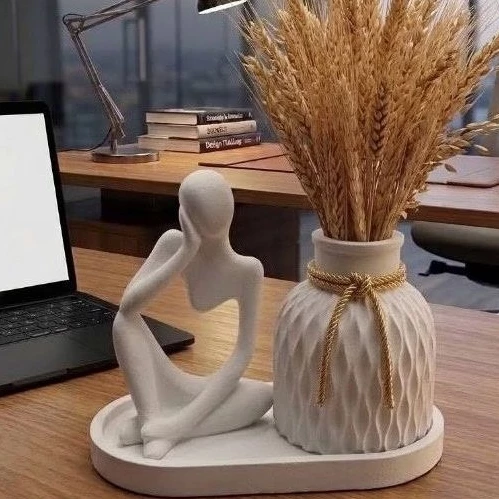 KIT estátua garrafinha bandeja Gesso Com 3 Unidades- decoração de sala e escrito ENVIO FULL