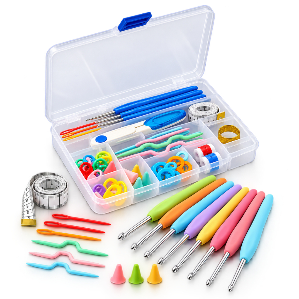 Kit Crochê Completo 53 Peças Agulhas Soft Emborrachadas Estojo Organizador Amigurumi Iniciante Profissional - Tomóvi