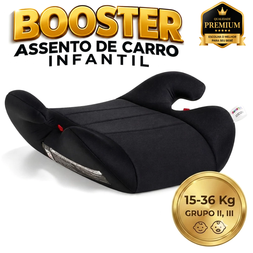 Assento de Carro Infantil Booster Banco de Elevação 15 a 36kg Cadeirinha para Viagem Fit UP Preto