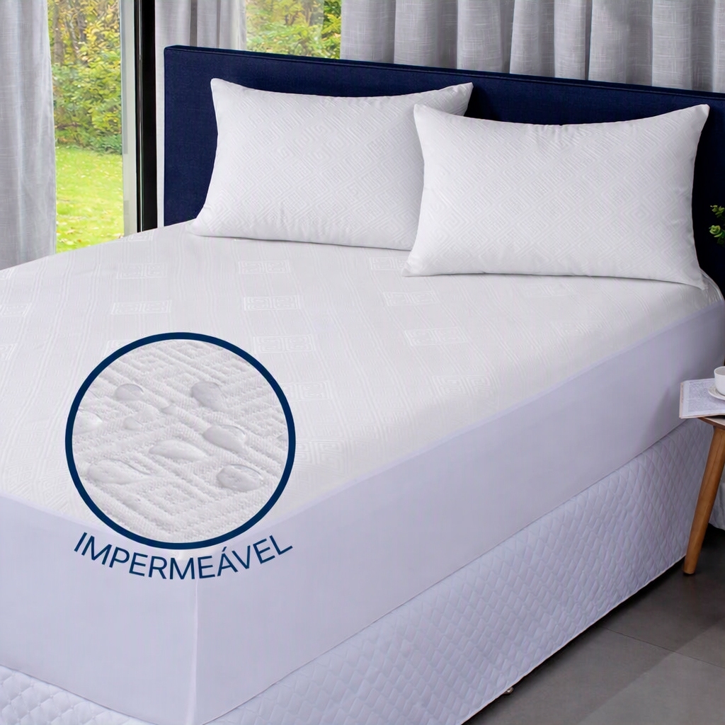 Kit Capa Protetora 100% Impermeável para Colchão em Tecido Jacquard Premium Confort - Vários Tamanhos e Berço