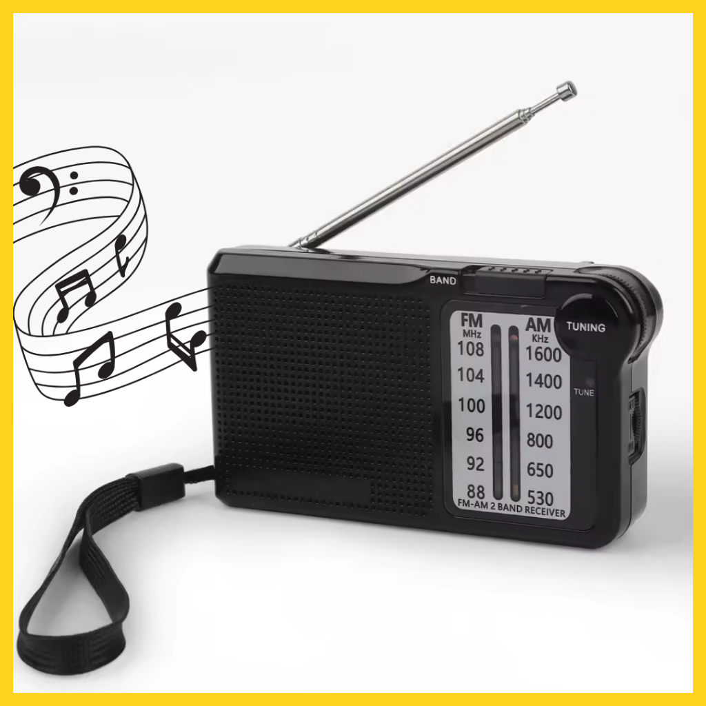 Rádio Portátil AM FM Recarregável e Pilha com Entrada Fone de Ouvido