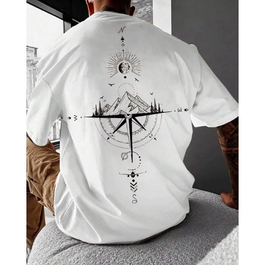 Camiseta Oversized Bussola Estilosa Confortável Caimento no Ombro Camisa Streetwear