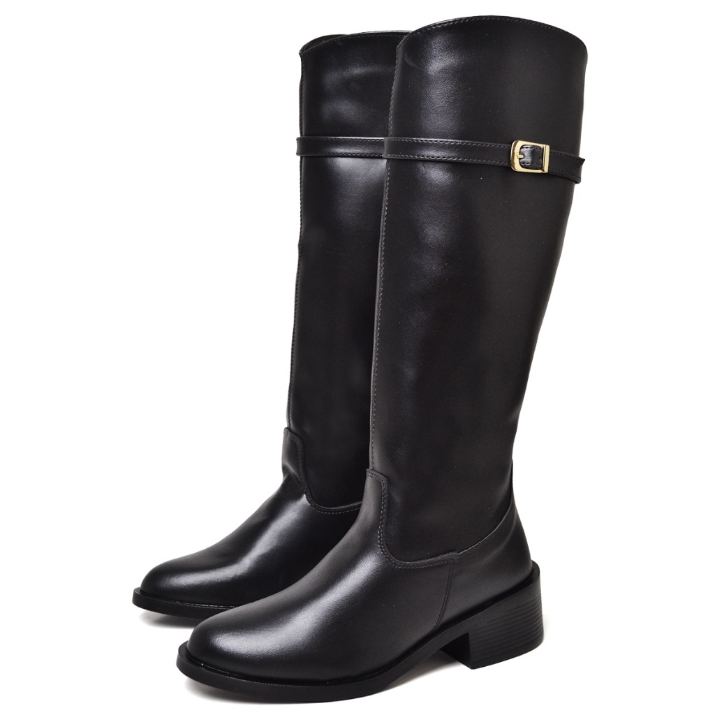 Bota Feminina Montaria Cano Longo Com Fivela Preto Evam DUBUY 1724FG