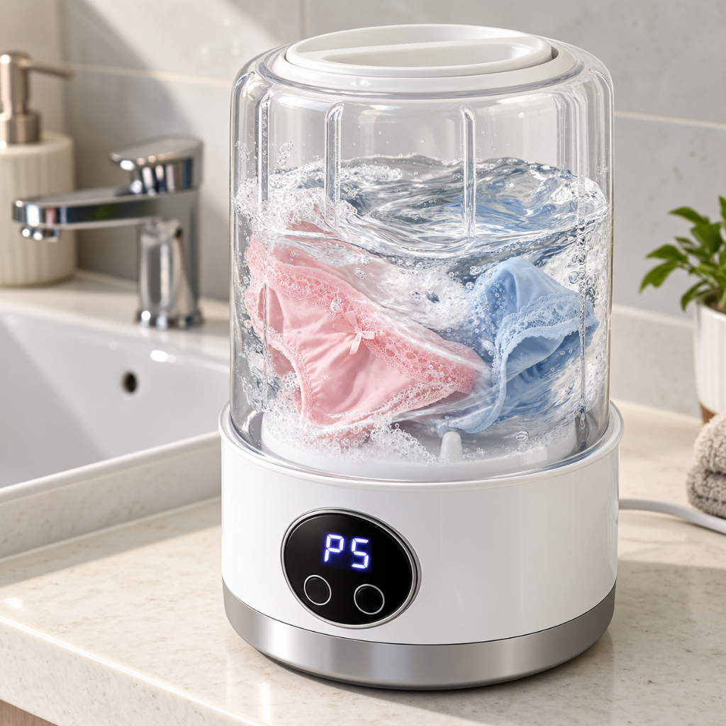 Mini Máquina de Lavar Roupa Calcinha Intima Portátil 1000L Recarregável USB