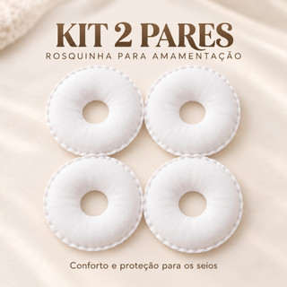 Kit 2 Pares Rosquinha para Seios Amamentação Algodão 100% Antialérgica Protetor Mamilo Lactante Conforto Pós-Parto