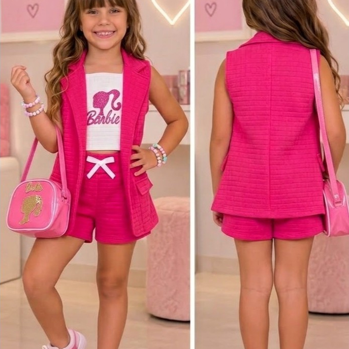 conjunto infantil menina BARBIE blogueirinha , festa , casual , verão
