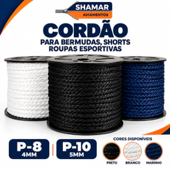 Cordão de Poliéster para Moletom Capuz Shorts e Bermudas – Cordão Roliço para Roupa