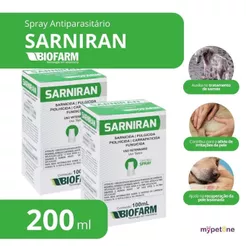 Kit 2 Sarniran Spray 100mL Biofarm Para Sarna Pulgas Piolhos Carrapatos