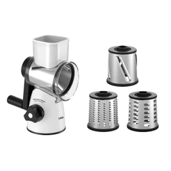 LUMAI Ralador Cortador Fatiador Manual de Legumes com Manivela 3 Lâminas Inox Base de Sucção Parma