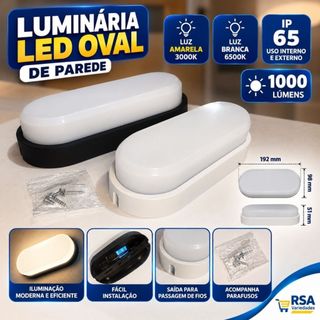 Luminaria Parede Sobrepor Oval  luminaria led Multifuncional luz Branca 15w Bivolt Luminaria Tartaruga