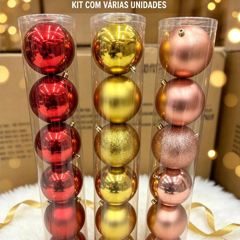 kit bola de natal tamanho 10cm- 6 unidade para decoração em casa ou loja para árvore grande..c